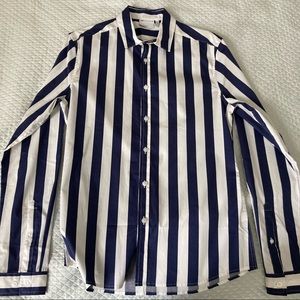 Navy striped button down shirt
